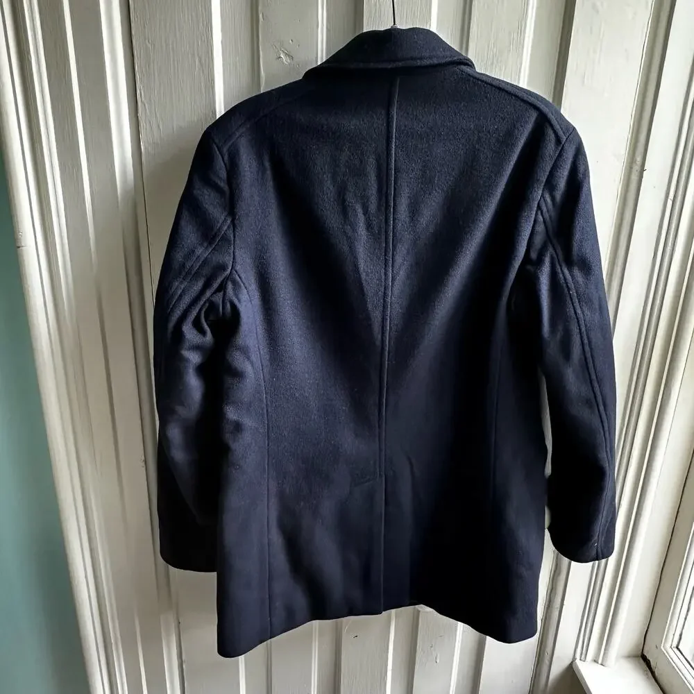Banana Republic Wool Military Top Coat Navy Blue
